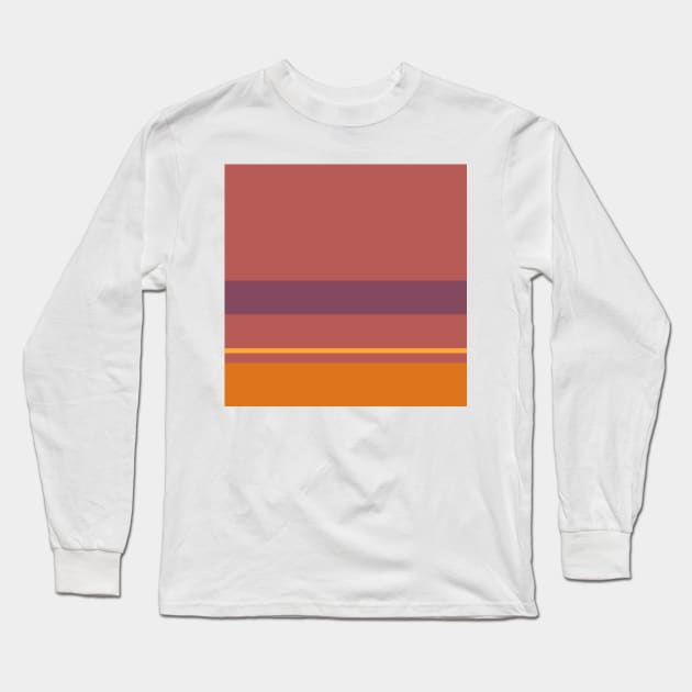 A scarce consistency of Old Heliotrope, Dark Mauve, Giant'S Club, Brownish Orange and Mango stripes. Long Sleeve T-Shirt by Sociable Stripes